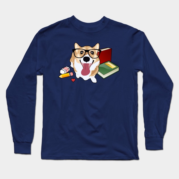 Smart Corgi Long Sleeve T-Shirt by MaplewoodMerch